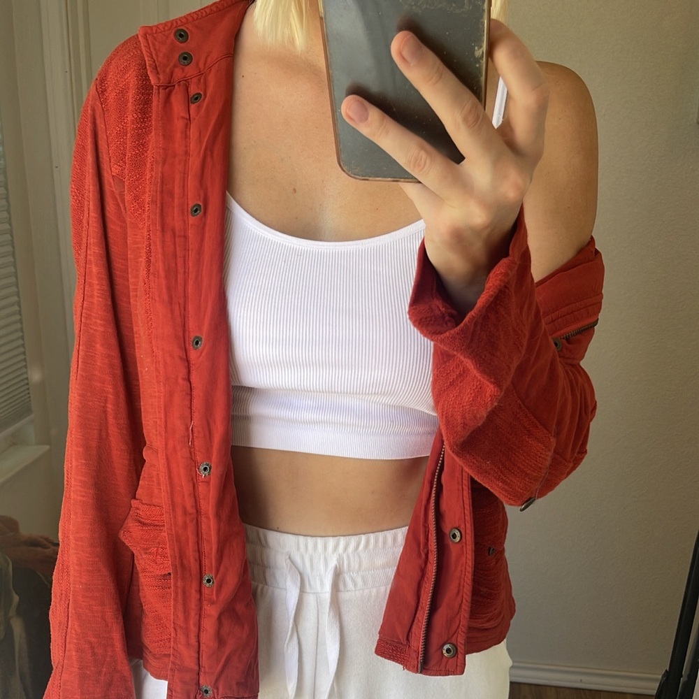 Anthropologie burnt orange cotton jacket. Size medium